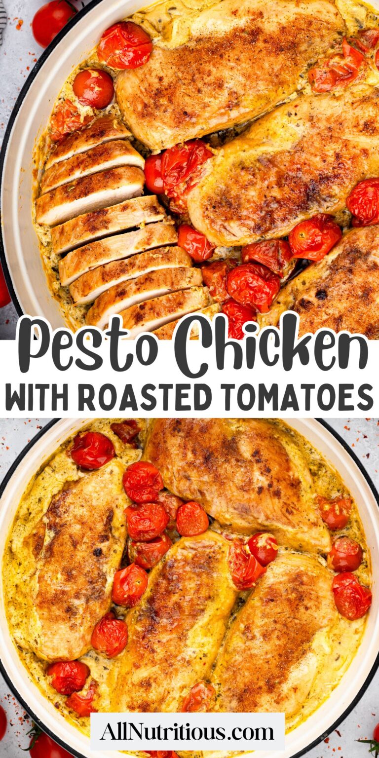Pollo cremoso de pesto con tomates asados