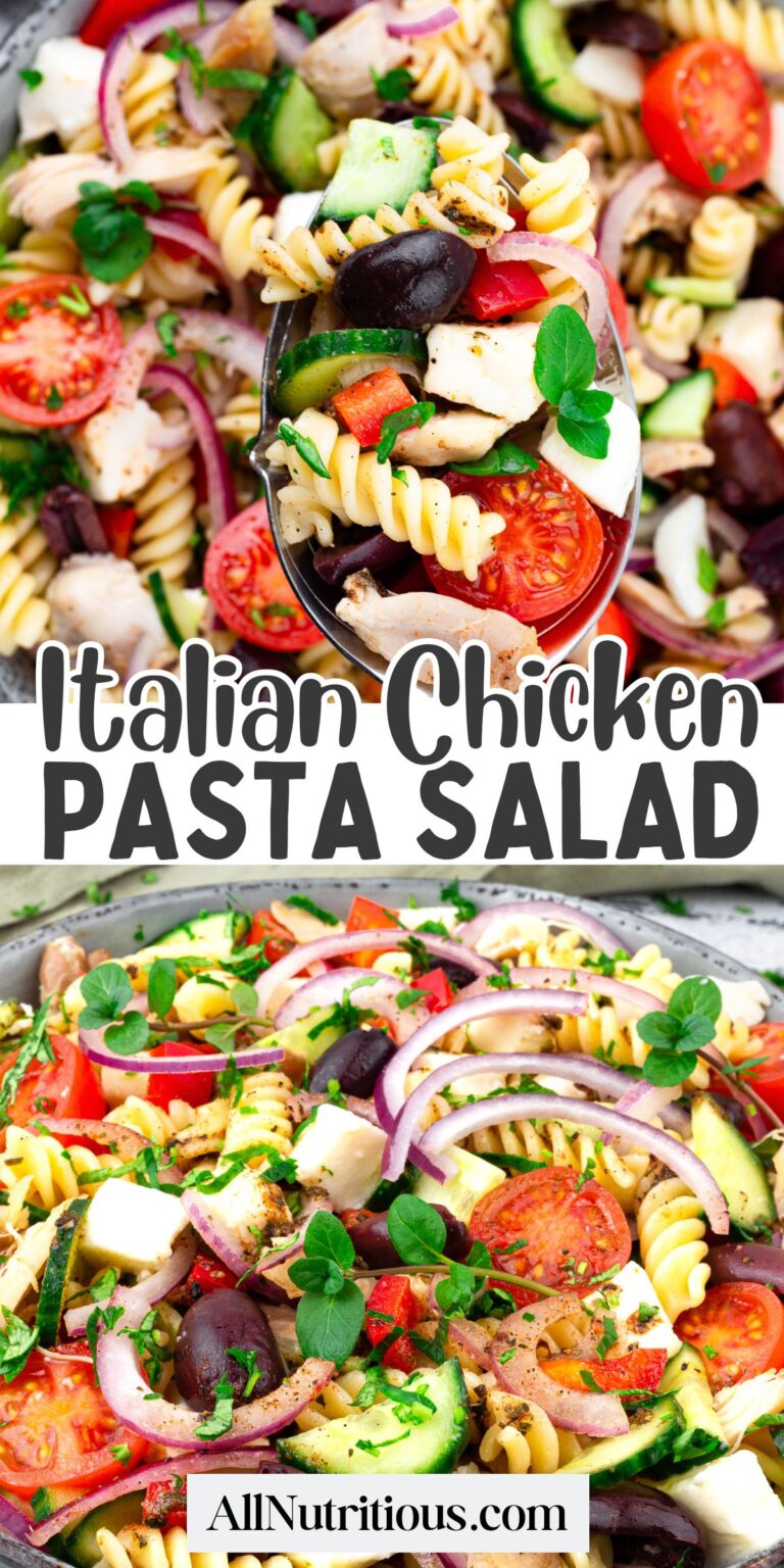 Ensalada de pasta de pollo italiana: todo nutritivo